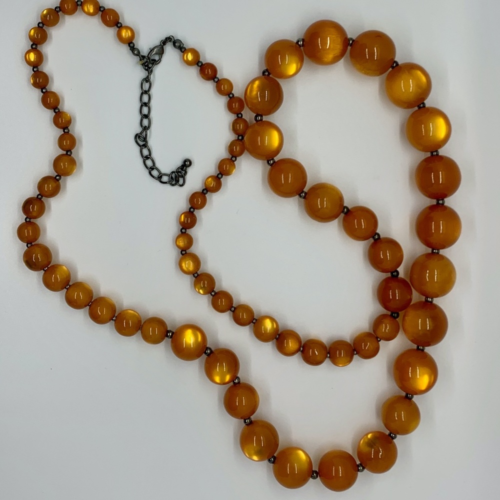 Vintage "Amber" Bead Necklace c. 1970's